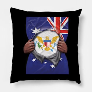 Virgin Islands Flag Australian Flag Ripped - Gift for Virgin Islander From Virgin Islands Pillow