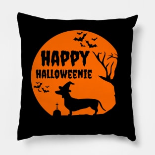 Happy Halloweenie Halloween Dachshund Dog Funny Design Pillow