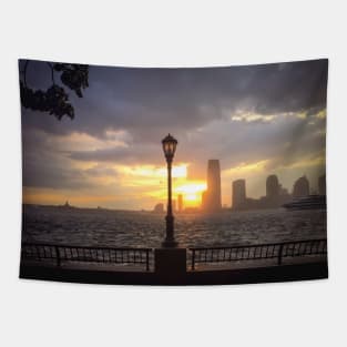 Battery Park Sunset Skyline Manhattan New York City Tapestry