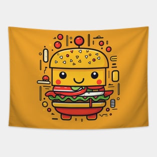 cute burger cartoon Tapestry