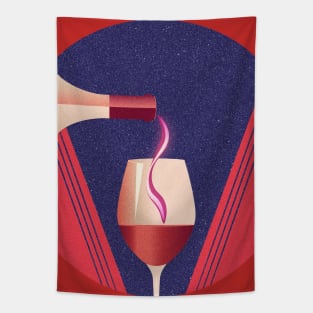 Art deco wine glass and bottle Tapestry