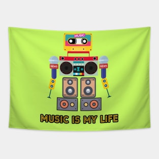 Music is my life,love music, robot Tapestry