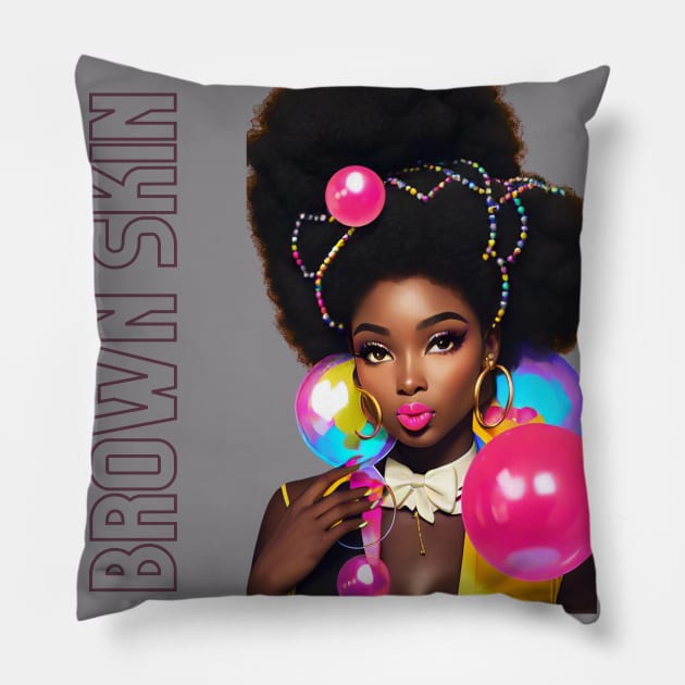 Brown Skin Bow Tie Beauty Pillow by Brown Skin Garms By Urmajes-Tees 