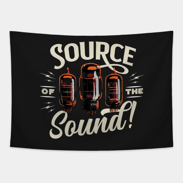 Retro typographic emblem for tube amplifiers black shirt version Tapestry by SerifsWhiskey