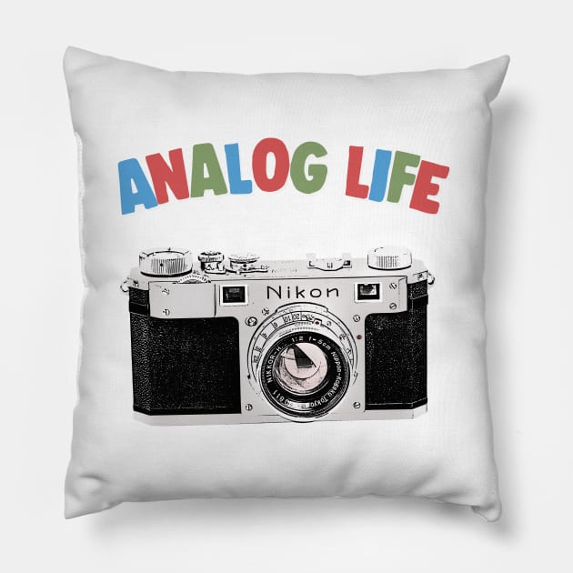 Analog Life / Camera Geek Gift Design Pillow by DankFutura