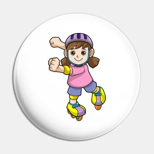 Girl as Skater with Skates & Helmet Pin