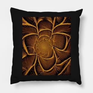 Fractal Lattice Pattern - Gold and Black Aesthetic - A.I. art Pillow