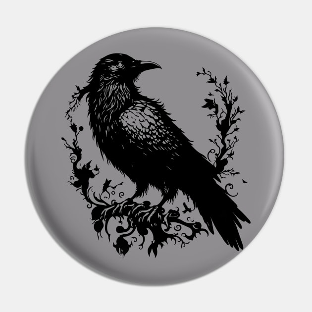 Black Raven on the tree Pin by lkn