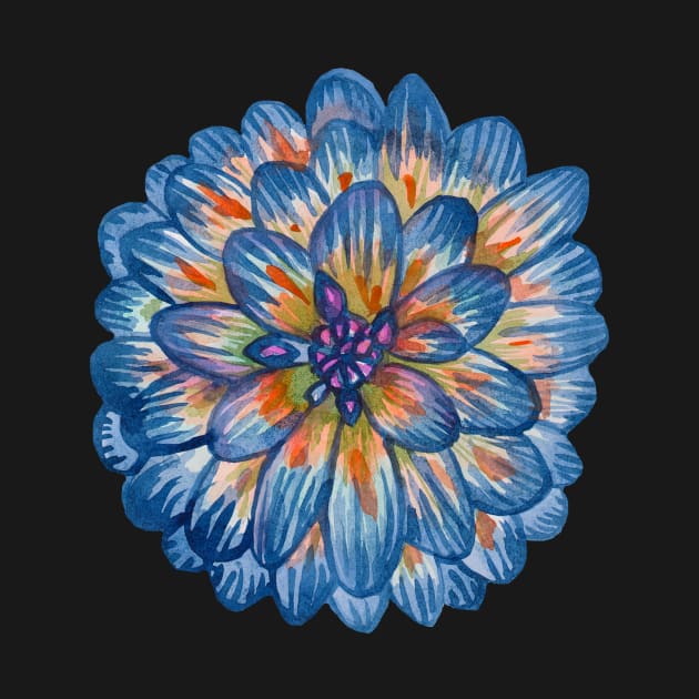 Blue dahlia flower by deadblackpony