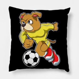 Dog as Soccer player with Soccer ball Pillow