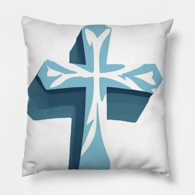 Cross Pastel Blue Shadow Silhouette Anime Style Collection No. 213 Pillow by cornelliusy
