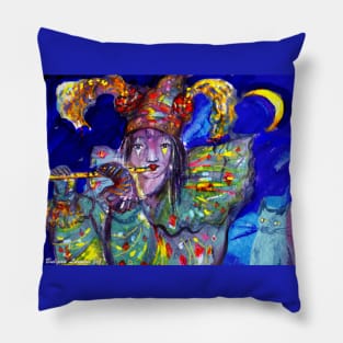 FLUTIST IN BLUE Venetian Masquerade Night Pillow