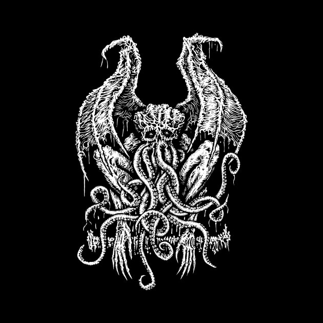 Colourless Cthulhu on Black by Soul-Paralyzed Art