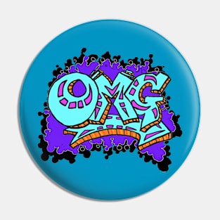 blue Graffiti OMG Art Sticker By LowEndGraphics Pin