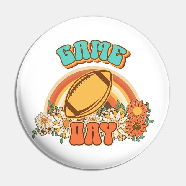 Groovy Football mom Retro gift Game day for funny mother Vintage floral pattern Pin by HomeCoquette