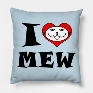 I Heart Cat -White Cat 2 Eye Colors Pillow