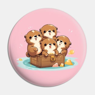 Kawaii Otters in a box Pin