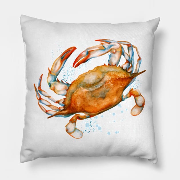 Watercolor soft shell crab Pillow by AmandaDilworth