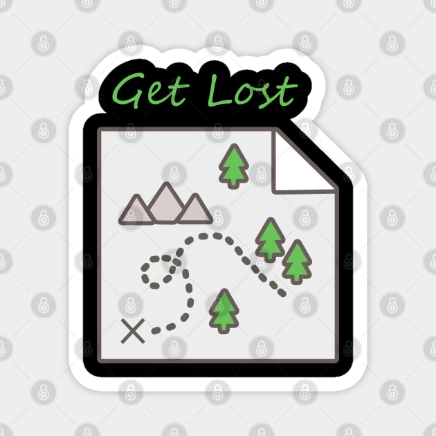 Get Lost Map Hiking Outdoors Adventure Nature Trekking Camp Magnet by DesignerMAN