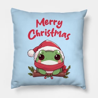 Merry Christmas Cute Frog Pillow