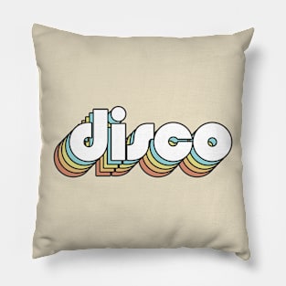 Disco - Retro Rainbow Typography Faded Style Pillow