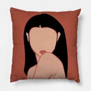 Woman Black Long Hair Pillow