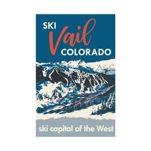 Blue Vail Colorado Vintage Ski Poster T-Shirt