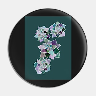 Succulents in Watercolor with a dark turquoise background Pin