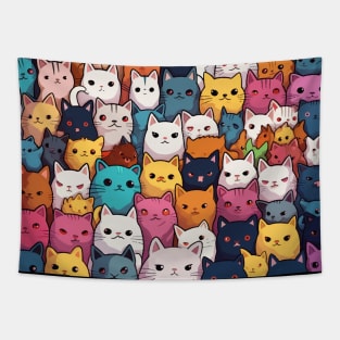 Furry Cuteness: 101 Kawaii Cats in Pastel Paradise Tapestry