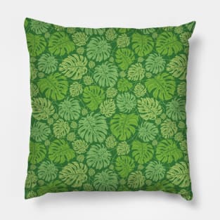 Big and small monstera green leaves Pillow