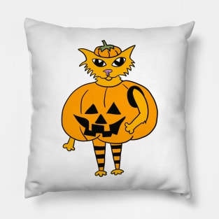 Halloween Pumpkin Cat Pillow