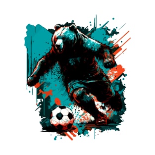 Grizzly Bear Sports Player Soccer Futball Football - Graphiti Art Graphic Trendy Holiday Gift T-Shirt