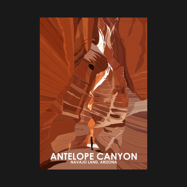 Antelope Canyon Navajo Land Arizona Vintage Minimal Retro Travel Poster by jornvanhezik