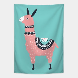 Pink Boho Llama Tapestry