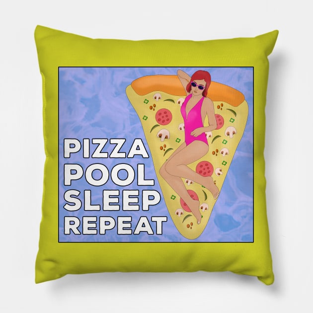 Pizza Pool Sleep Repeat Pillow by DiegoCarvalho