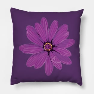 Dark Purple Daisy with hidden Heart Awareness Ribbon Pillow