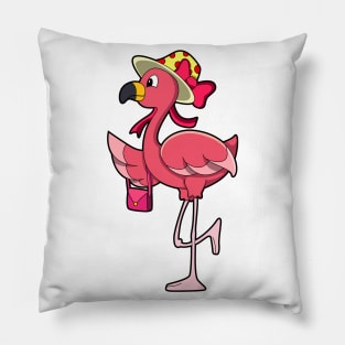 Flamingo with Handbag & Hat Pillow