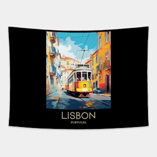 A Pop Art Travel Print of Lisbon - Portugal Tapestry