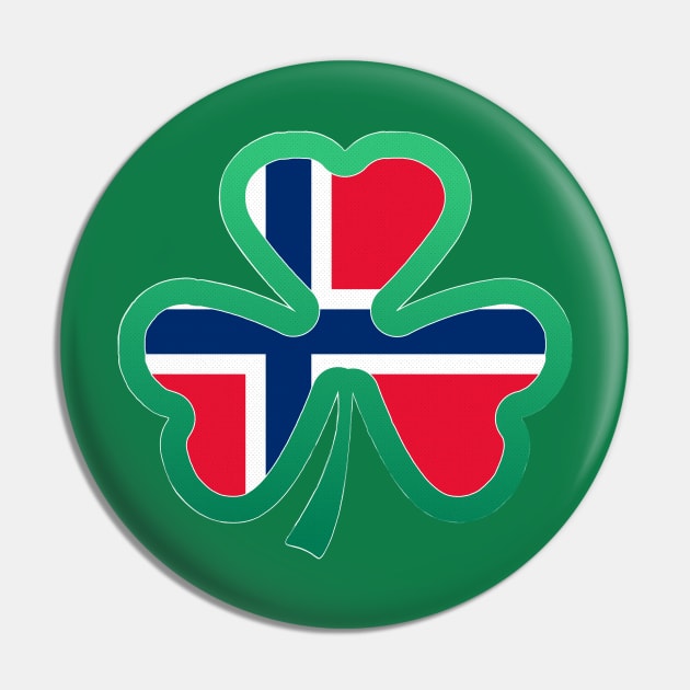 Norwegian Flag for st patricks day, Irish Shamrock Pin by Myteeshirts