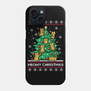 Meowy Christmas ugly sweater Phone Case