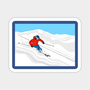 Skier Illustration Magnet