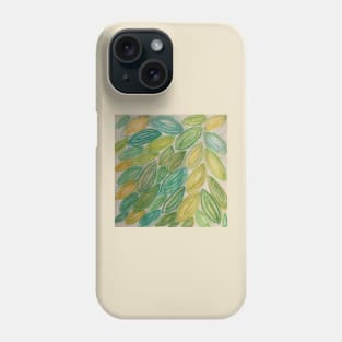 Watercolor Leaves in blue green yellow teal Phone Case