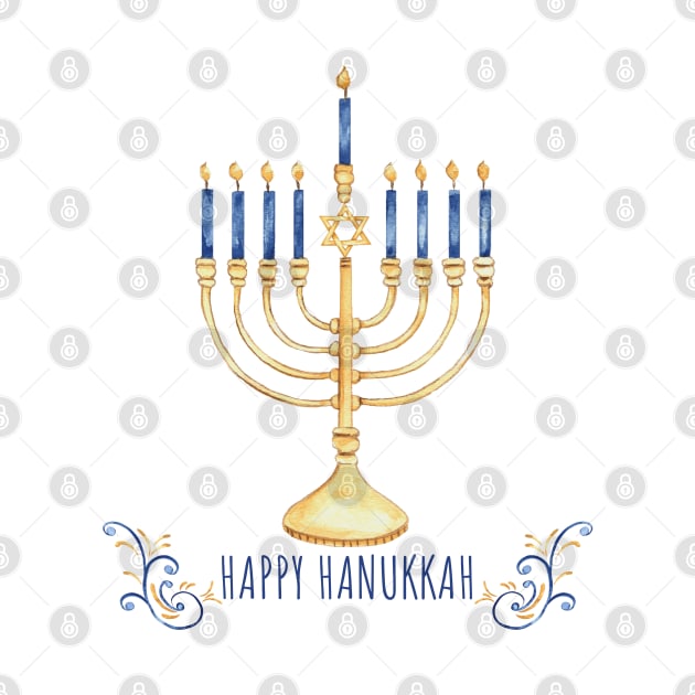 Hanukkah Watercolor B by Jean Plout Designs