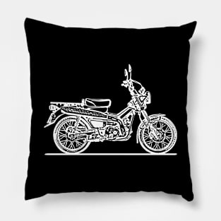 CT125 Motorcycle White Sketch Art Pillow