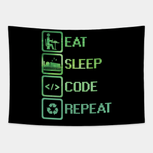 Eat Sleep Code Repeat Tapestry