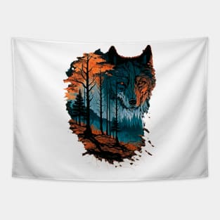 Wolf In Forest Tapestry