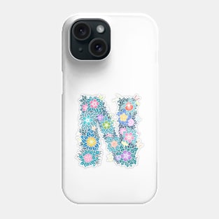 "N" Floral Letter Monogram Phone Case