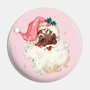 Retro Black Santa Claus Mid Century Modern Cute Pink Santa Pin