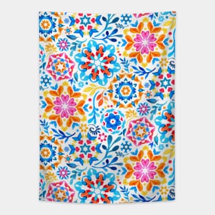 Watercolor Kaleidoscope Floral - brights Tapestry