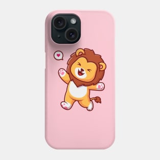 Cute Lion Walking With Cheerful Cartoon Phone Case